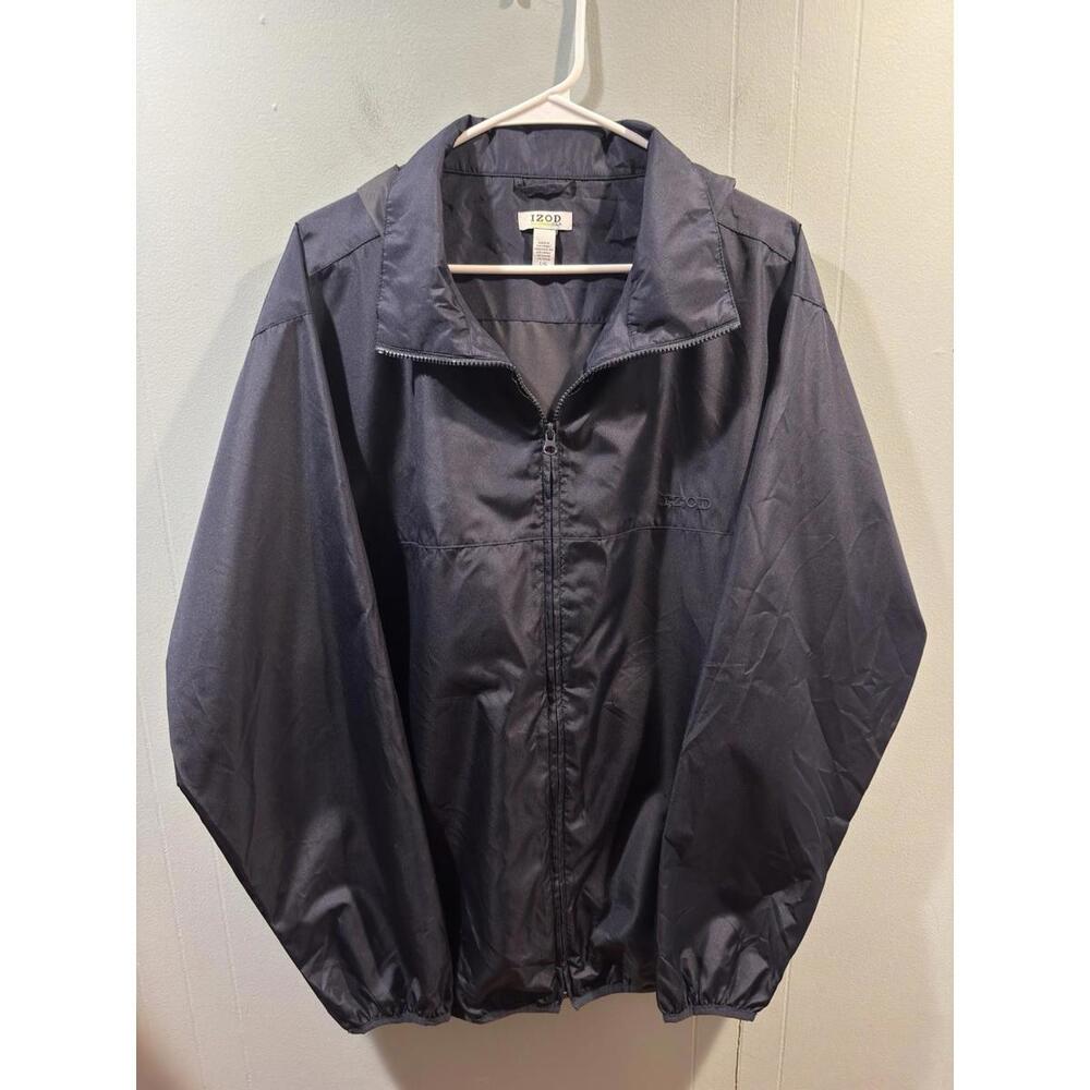 Mens IZOD Golf Windbreaker, Size Large Black Sports All Weather Jacket